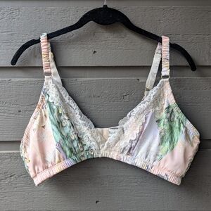 Kilo Brava Lace Trim Triangle Bralette Poised Peacock Size XL